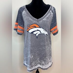 NFL women’s Denver Broncos heather gray distressed short sleeve lightweight LRG